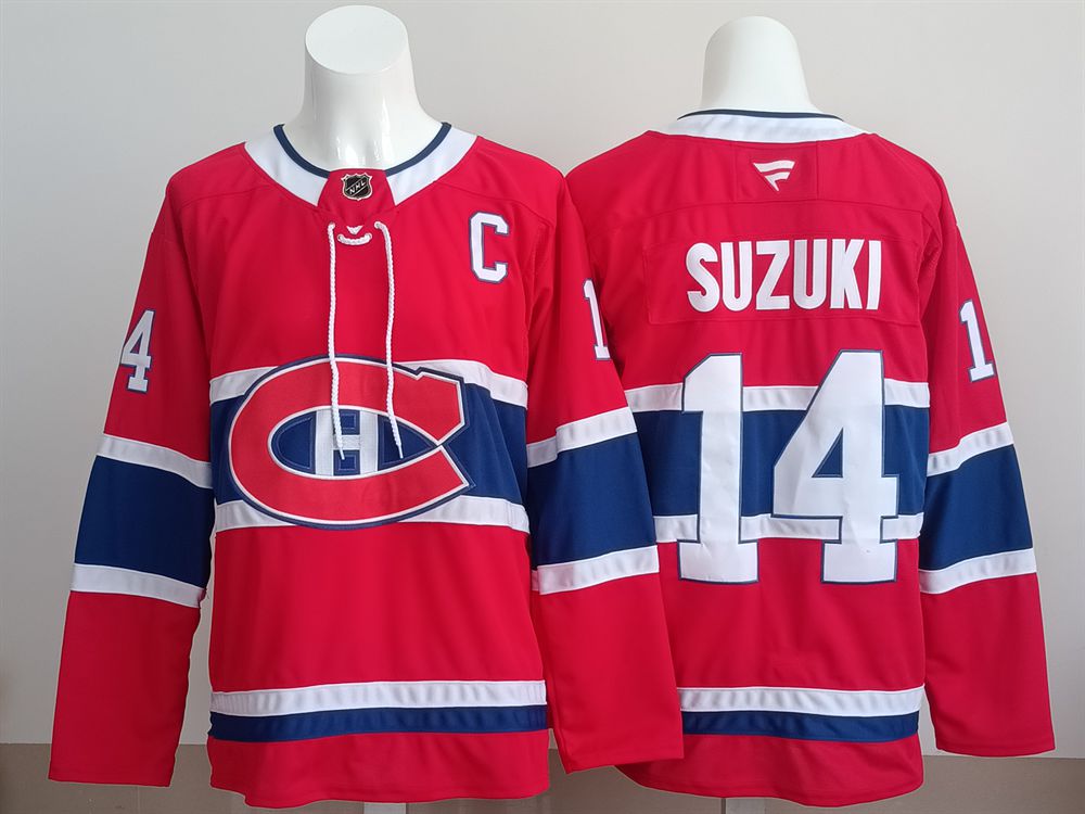 Men 2025 Montreal Canadiens #14 Suzuki Red Fanatics Home Premium NHL Jersey style 1->montreal canadiens->NHL Jersey